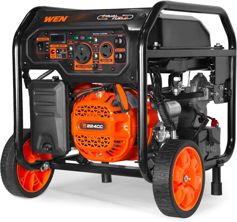 WEN 5,600-Watt Dual Fuel Portable Generator with Wheel Kit, Electric Start, and CO Watchdog (DF5600X)