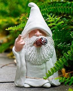 Leverse Middle Finger Decor Statue, 5.9in Naughty Smoking Wizard Dwarf- Funny Garden Gnomes Outdoor Decorations for Lawn Patio Yard Home Decor Easter Halloween