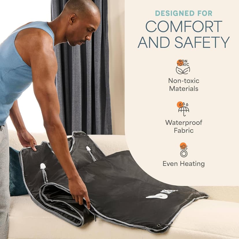 Lifepro Infrared Sauna Blanket – Portable Personal Sauna for Detox & Relaxation – Infrared Blanket with Adjustable Heat (86°F-158°F) & Timer – Waterproof, Sweat-Resistant & Comfortable Fit 5ft × 2.6ft