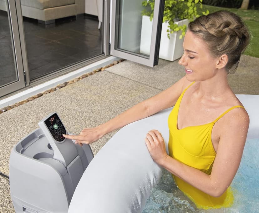 Coleman Tahiti EnergySense AirJet Inflatable Hot Tub Spa (71" x 26") | Portable Hot Tub with 2 Covers (1 Energy-Efficient Thermal Cover and 1 Standard Cover) | Fits Up to 2-4 Persons | Grey