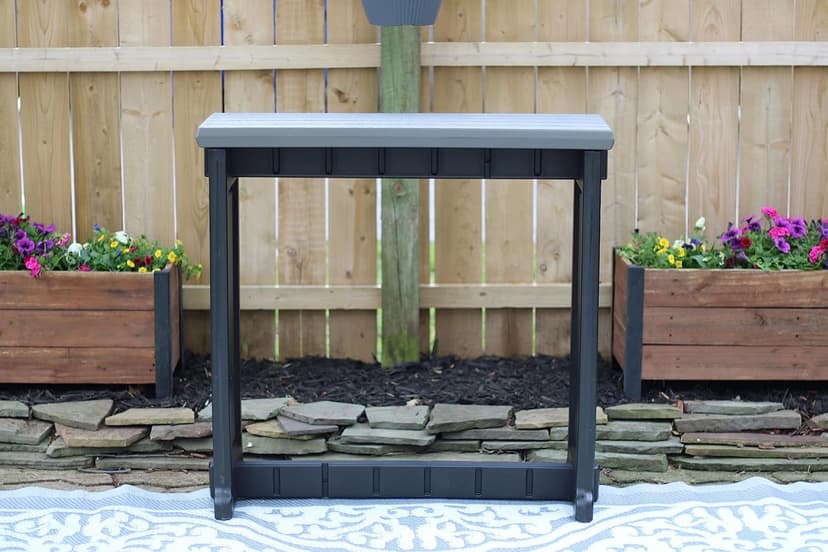 Single Bar Deep Grey Top & Black Base Ideal for Patio Hot Tub Area Backyard Durable WeatherResistant Design Easy Nohardware Assembly Proudly Made in USA