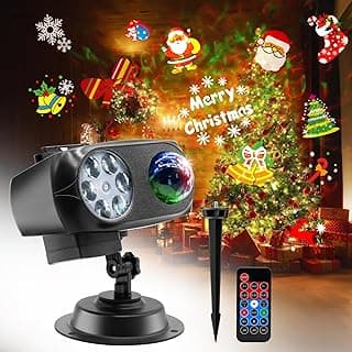 Halloween Christmas Projector Lights Outdoor Waterproof,15W Brighter HD Ocean Wave Effect,12 Slides 96 No Fade Pictures for Thanksgiving,New Year LED Projector Decoration