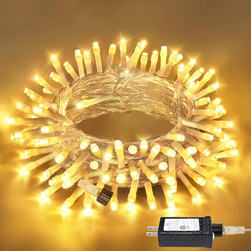 shineshine 150 LED String Lights Indoor Outdoor, Connectable Warm White String Lights for Bedroom, 8 Modes Plug in Waterproof Fairy Lights with Timer, Party Wedding Decorations