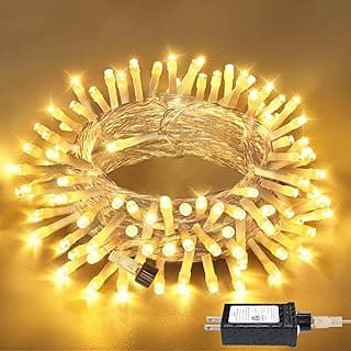 shineshine 150 LED String Lights Indoor Outdoor, Connectable Warm White String Lights for Bedroom, 8 Modes Plug in Waterproof Fairy Lights with Timer, Party Wedding Decorations