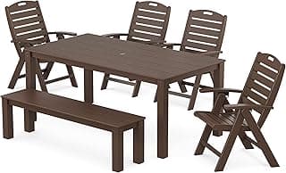 Yacht Club Highback Chair 6-Piece Parsons Dining Set with Bench in Vintage Lantern