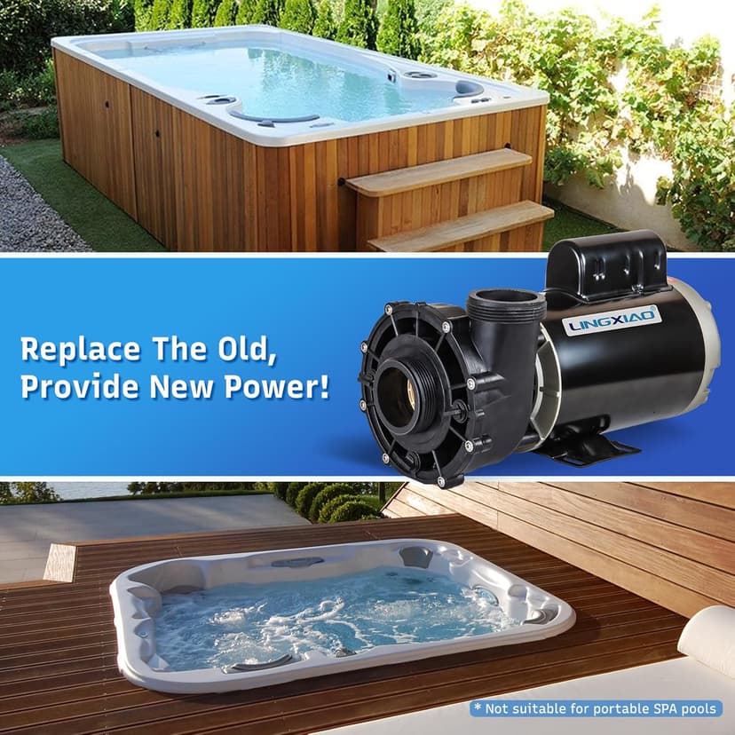SPA Pump, 4HP Hot Tub Pump - 2 Speed LX SPA Pump Motor 220-240V, 2" Port, 56 Frame (Model: 56WUA400-II)