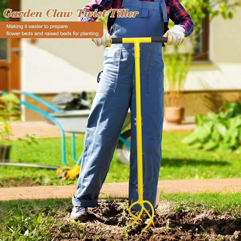 Garden Hand Tiller Garden Claw Twist Tiller Cultivator Tiller Soil Lossener Lawn Aerator Areator Loosen, Rototiller, Garden Bed and Plant Box Cultivator, Garden Tools.