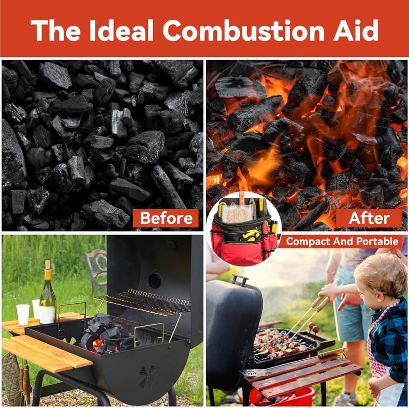 15PCS Quick Ignite Fire Starter - Fire Starter Rolls for BBQ Fireplace, Charcoal Starter for Indoor and Outdoor Use, Easily Light, Wax Wood Roll for Campfire, Chimney, Grill, Camping, Survival