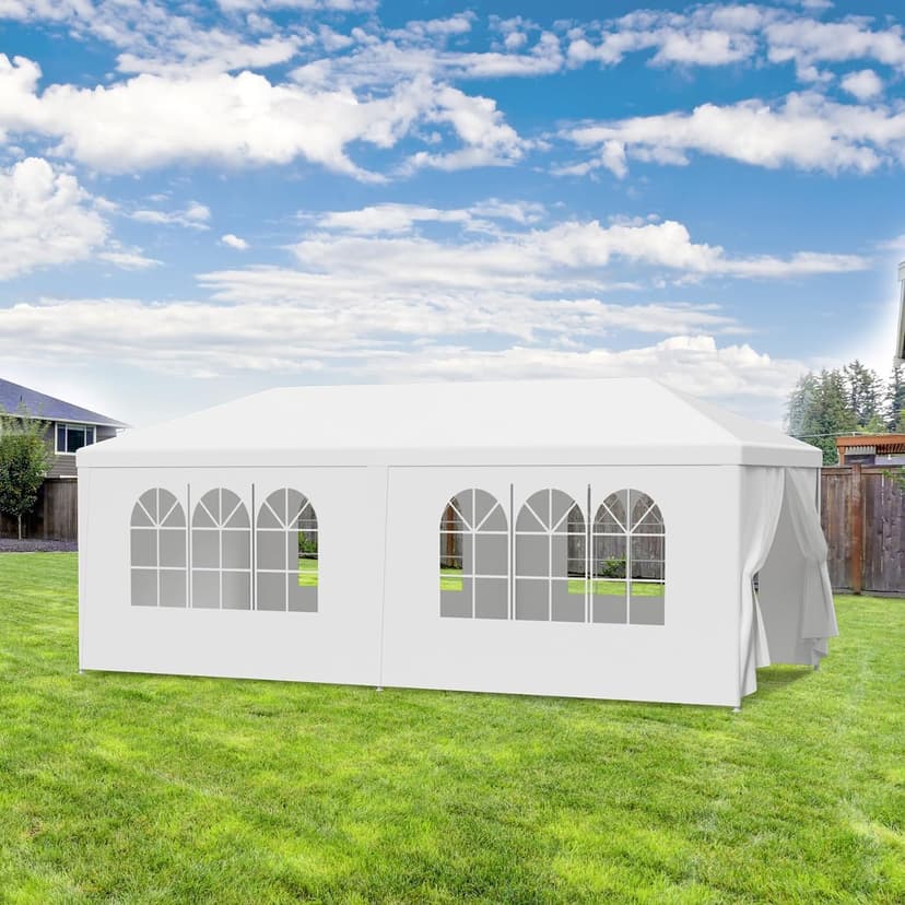 LEMY 10 X 20 Outdoor Wedding Party Tent Camping Shelter Gazebo Canopy with Removable Sidewalls Easy Set Gazebo BBQ Pavilion Canopy Cater Events