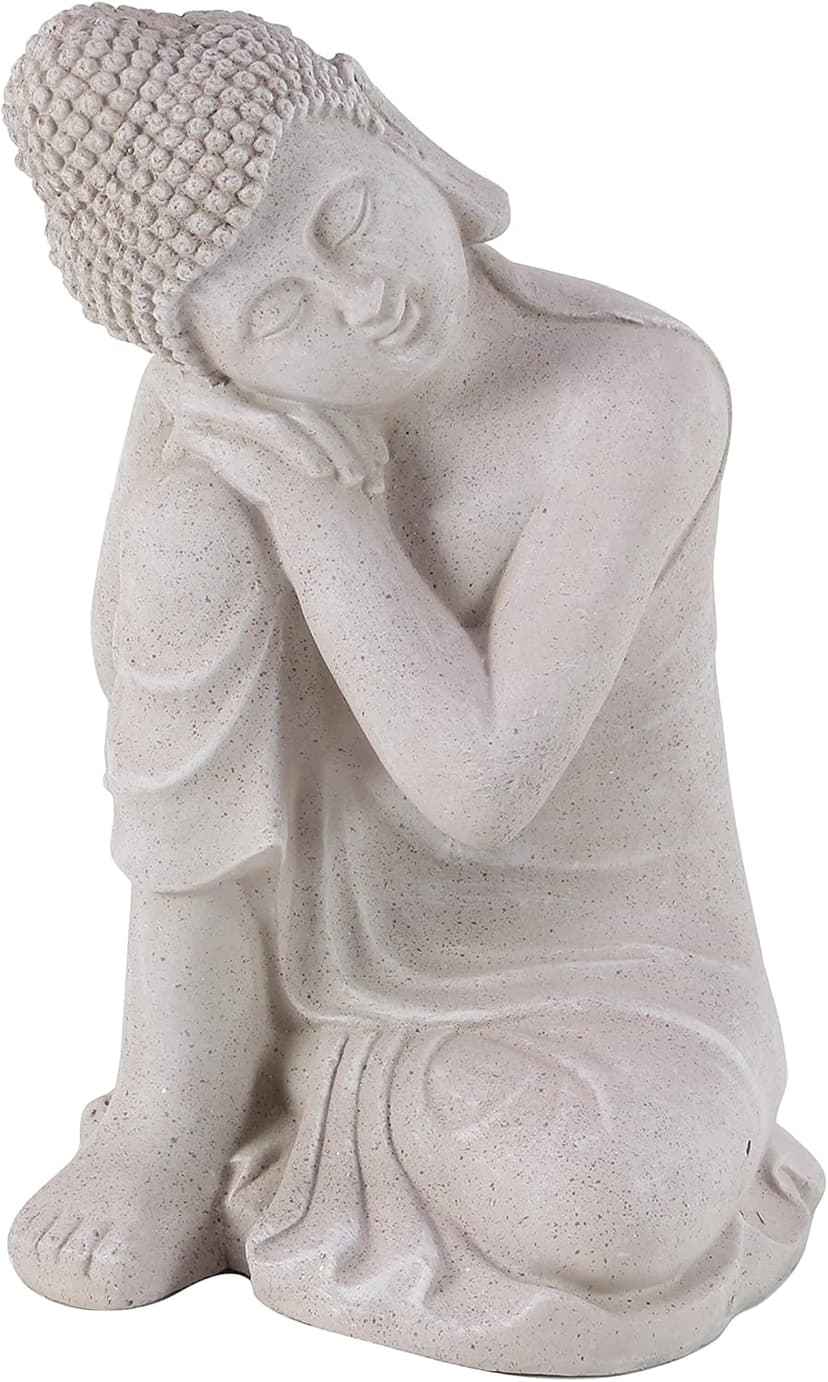 Deco 79 Magnesium Oxide Buddha Decorative Garden Sculpture Indoor Outdoor Meditating Garden Statue, Outdoor Sculpture 13" x 13" x 20", Gray