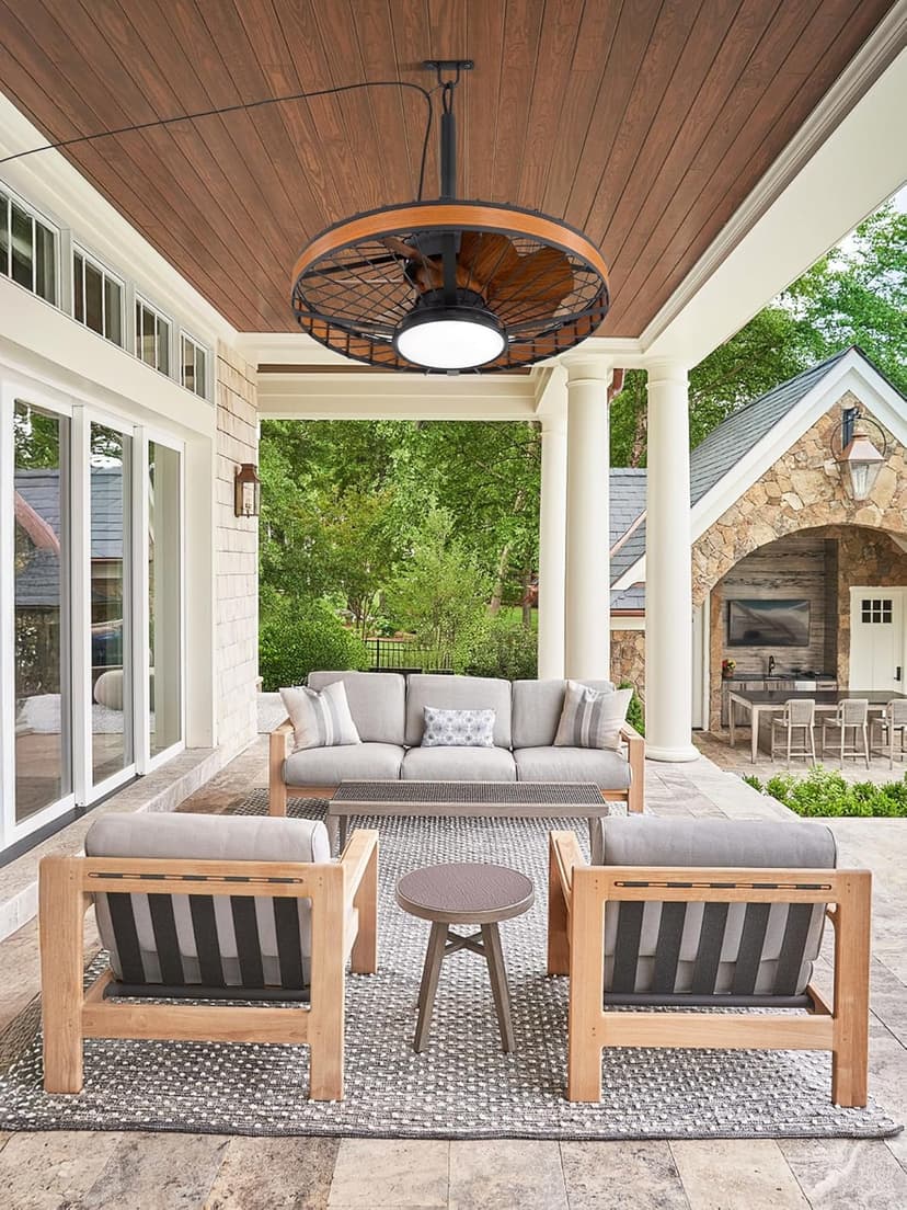 LEDIARY Outdoor Ceiling Fans with Lights, IP65 Waterproof Gazebo Fan with Hanging Hook,6 Speeds, 3CCT, 20 Inch Wet Rated Plug in Ceiling Fan for Patios,Porch, Pergola,Canopy