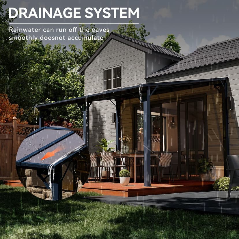 Aoxun Gazebo for Patio 10' x 14', Premium Gazebo Pergola with Sloped Roof, Large Wall-Mounted Heavy Duty Awnings, for Backyard, Patio, Deck and More