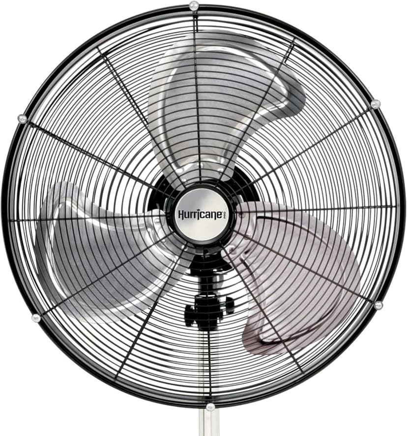 Hurricane Pro High-Velocity Oscillating Metal Stand Fan w/ 3-Speed Setting, 20" - Heavy-Duty Cooling Pedestal Unit w/ 4500 CFM, Adjustable Tilt & Height for Home, Garage, Gym & Workshop