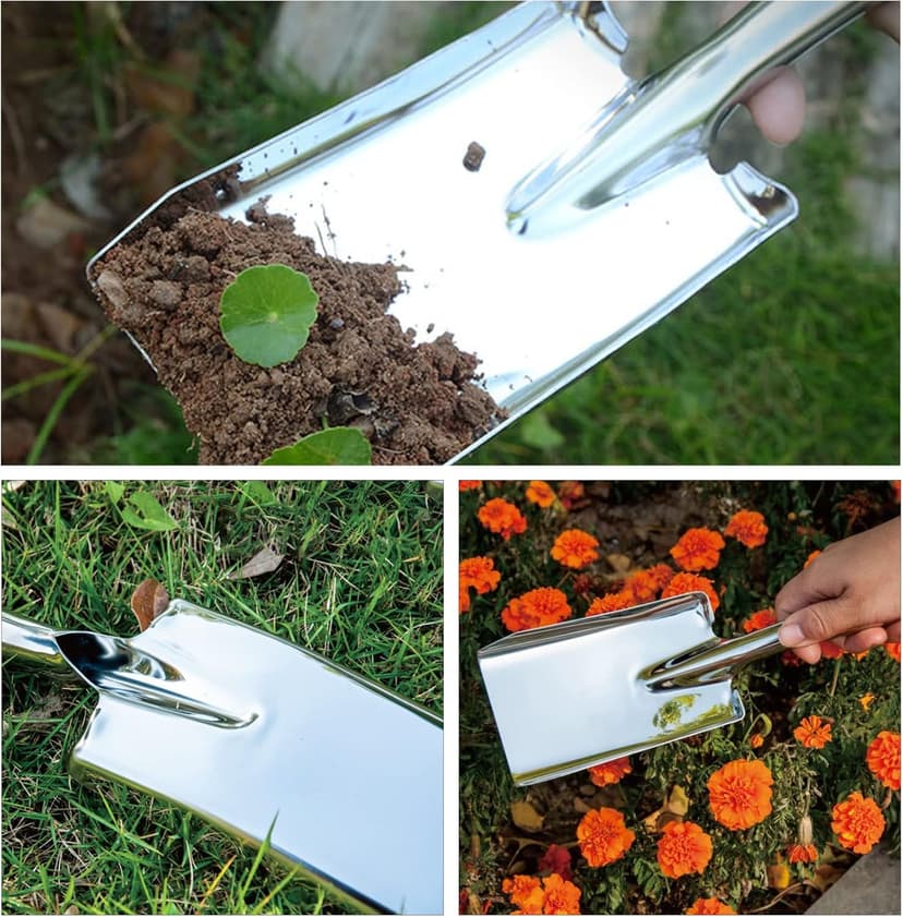 Garden Shovel Trowel Hand Shovels, Stainless Steel Gardening Tools for Transplanting Weeding Moving and Smoothing Digging Planting (3)
