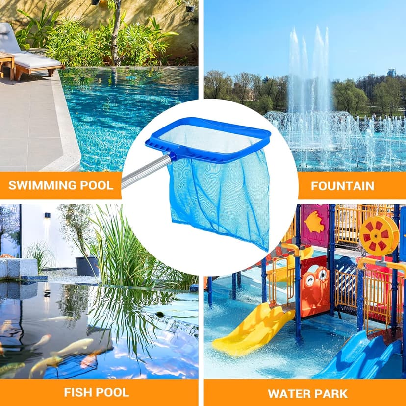 Pool Skimmer - Pool Skimmer Net without Pole, Swimming Pool Leaf Skimmer Net with Reinforced Frame, Larger Capacity Pool Nets for Cleaning, Durable Deep Rake Net Easy Scoop Edge,Debris Pickup Removal