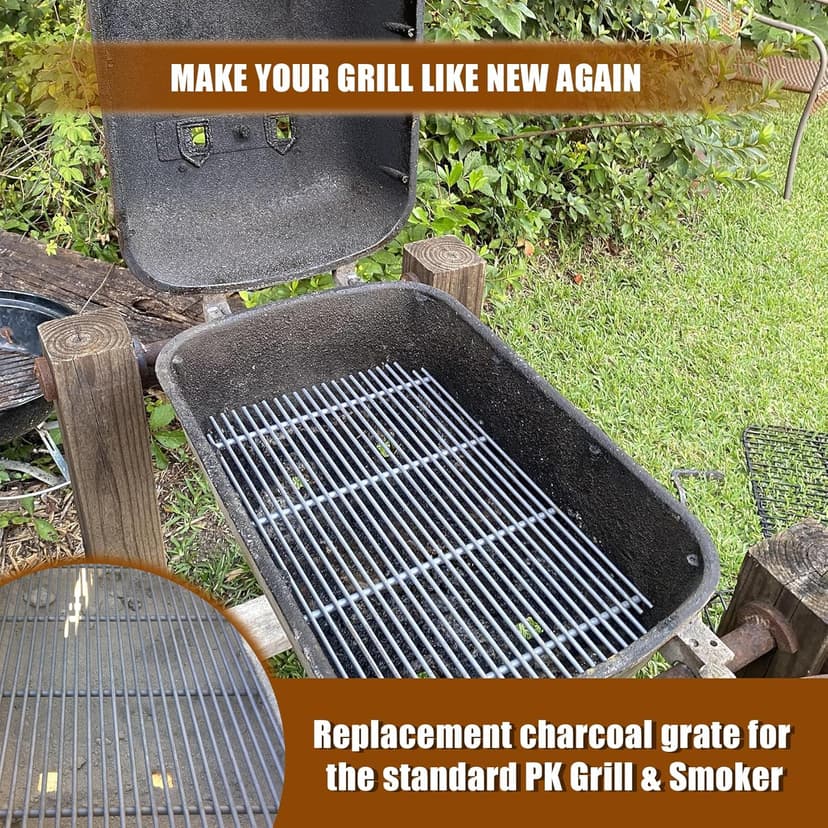 SafBbcue Charcoal Grate for PK99010 Grill Charcoal Grate for PK Grills 99010 Replacement Charcoal Grate for Series 300, 3714, 3611 PK Grill Smoker Durable Steel Charcoal Grate, 20” x 12 1/2”