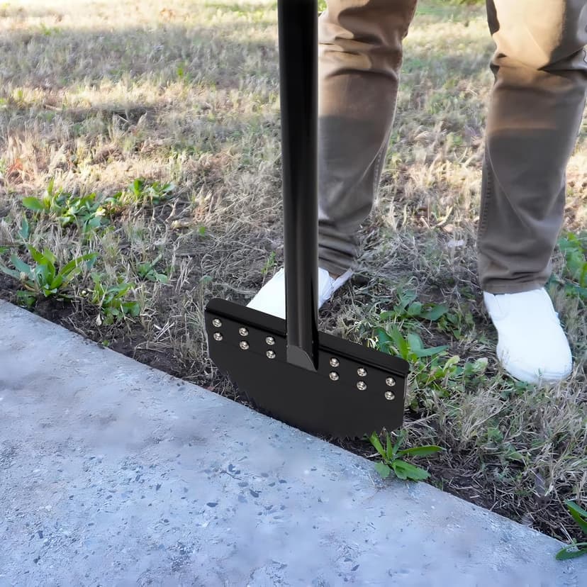 One-Piece 40in Manual Edger Lawn Tool with Spring Steel Blade Manganese Steel Border Edger for Landscaping Rustproof Half Moon Edger with Rubber Handle for Garden Maintenance
