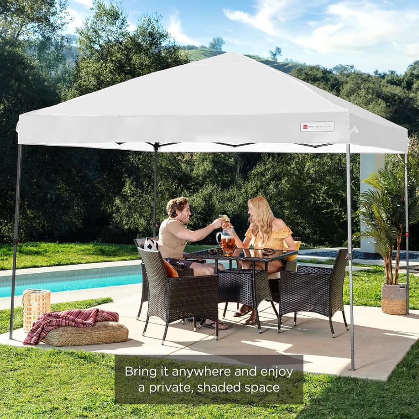 Best Choice Products 10x10ft 1-Person Setup Pop Up Canopy Tent Instant Portable Shelter w/ 1-Button Push, Case, 4 Weight Bags - White