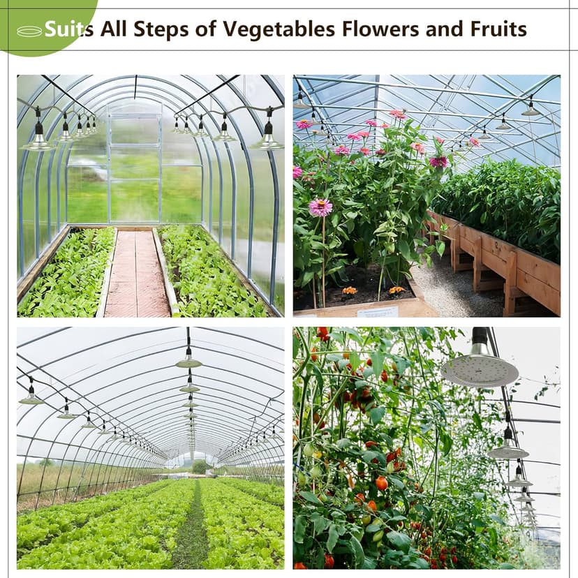 Espird Outdoor Grow Light, 6-Light Greenhouse String Grow Light, Waterproof Plant Growing Lamps, UL Certified LED Grow Lights for Greenhouse Garden, 21.3FT Full Spectrum Light for Veg Seedling Flower