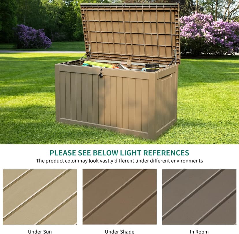 YITAHOME 230 Gallon Outdoor Storage Deck Box, Weather-Resistant Resin, Versatile for Patio Furnishings, Outdoor Cushions, Garden Tools, and Sports/Pool Gear, Taupe