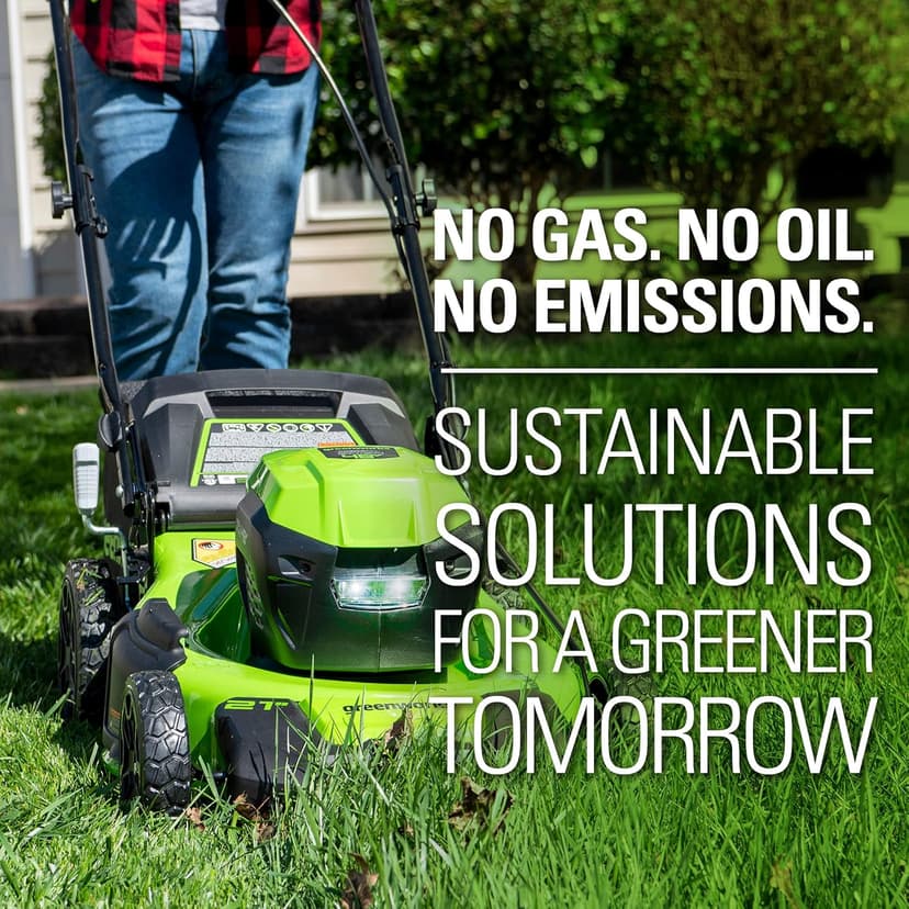 Greenworks 48V (2 x 24V) 21" Brushless Cordless (Self-Propelled) Lawn Mower (LED Headlight), (2) 5.0Ah Batteries and Dual Port Rapid Charger Included (125+ Compatible Tools)
