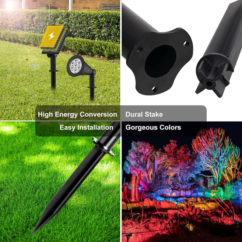 T-SUNUS Christmas Solar Landscape Spotlights Color Changing 2 Pack, Halloween Solar Spot Lights Outdoor Waterproof Garden Pond Light, Separately Installed for Outdoor/Indoor