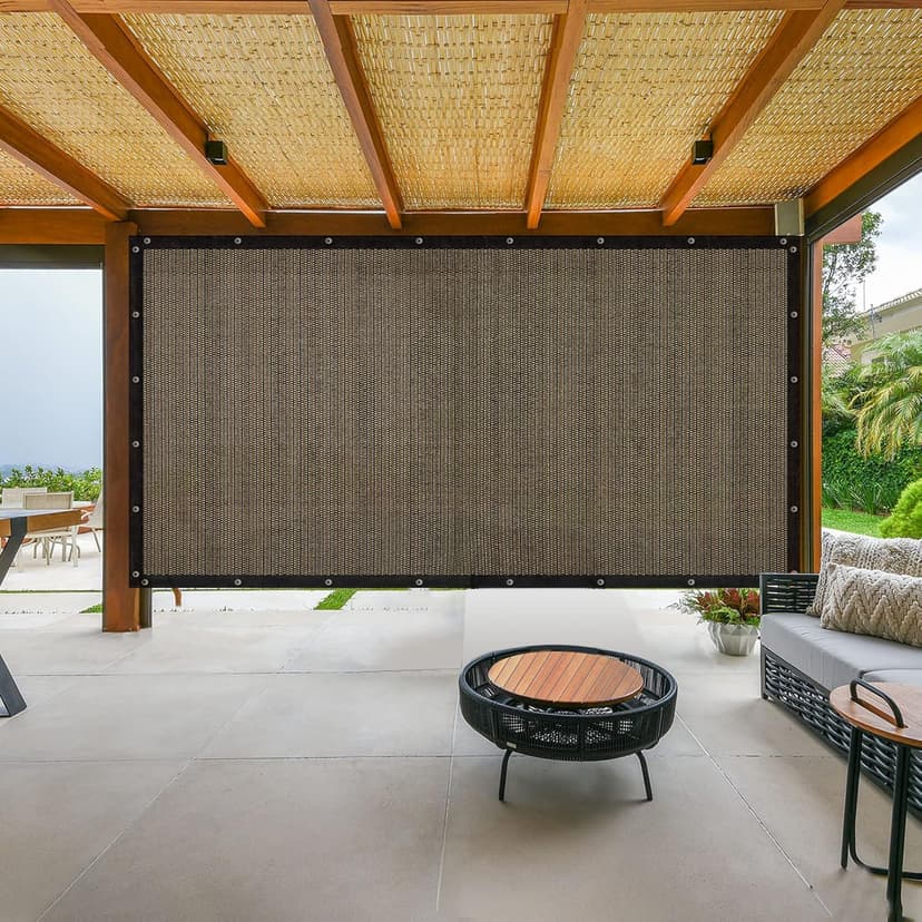 Amagenix 90% Sun Shade Cloth with Grommets, 8' x 10' Pergola Replacement Shade Cover Canopy Privacy Screen for Outdoor Patio Garden, Mocha (We Customized)