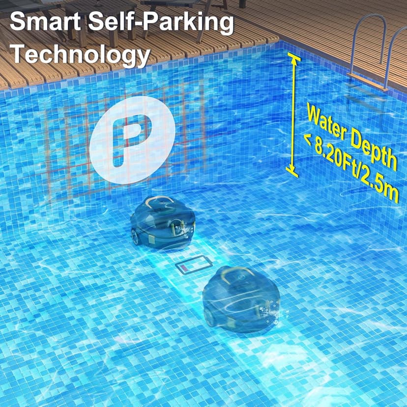 Y20 Cordless Robotic Pool Cleaner, Automatic Pool Vacuum, 90 Mins Runtime, Auto-Parking, Lightweight, Powerful Robot for Above/Inground Pool up to 1100 Sq.Ft (Black-Orange)