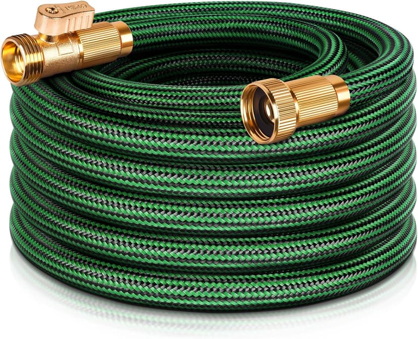 NON-EXPANDABLE Garden Hose 25 ft, Heavy Duty Flexible Water Hose, Kink Resistant Lightweight Hybrid Hose with Durable Fabric Skin, Leakproof Hose Male to Female Fittings