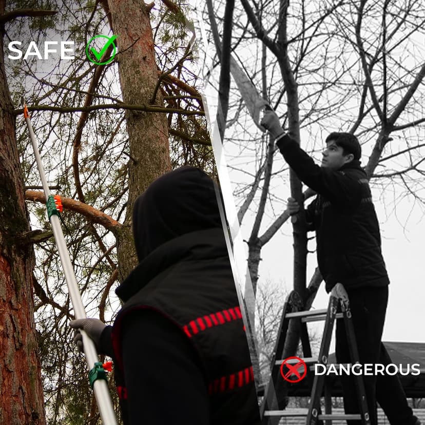 StartPro 18ft Tree Pruning Saw, Telescopic Manual Lightweight Extendable Pole Saw with Sharp Carbon-Enriched Blade for Efficient Tree Maintenance and High-Reach Branch Cutting.
