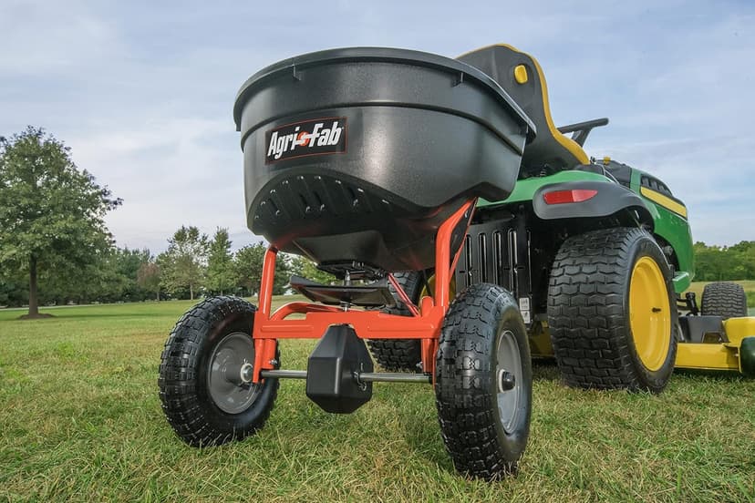 Agri-Fab 45-0463 130 lb. Tow-Behind Lawn & Garden Broadcast Spreader for Seed,Fertilizer,Salt,Ice Melt; Easy to use Flow Control from Seat of Riding Lawn Mower