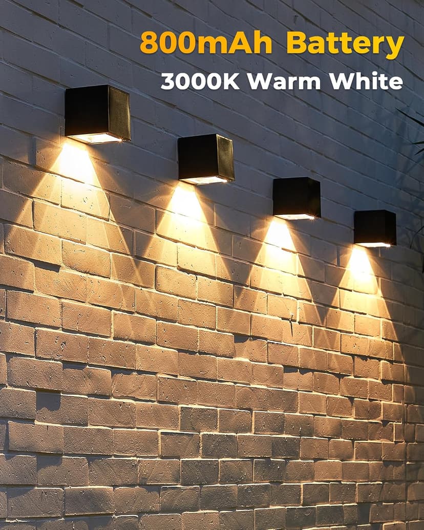 LUHLEE Solar Wall Lights - Modern Outdoor Square Solar Sconce Lights, IP65 Waterproof, Perfect for House Wall, Porch, Garden, Yard, Patio, Fence Decor