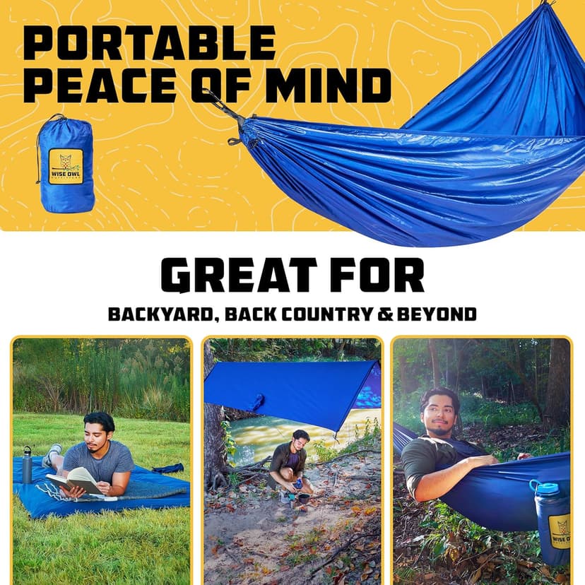 Wise Owl Outfitters 4in1 Hammock - Camping Hammock, Shelter Tarp, Poncho, and Footprint - Camping Essentials and Accessories for Campers