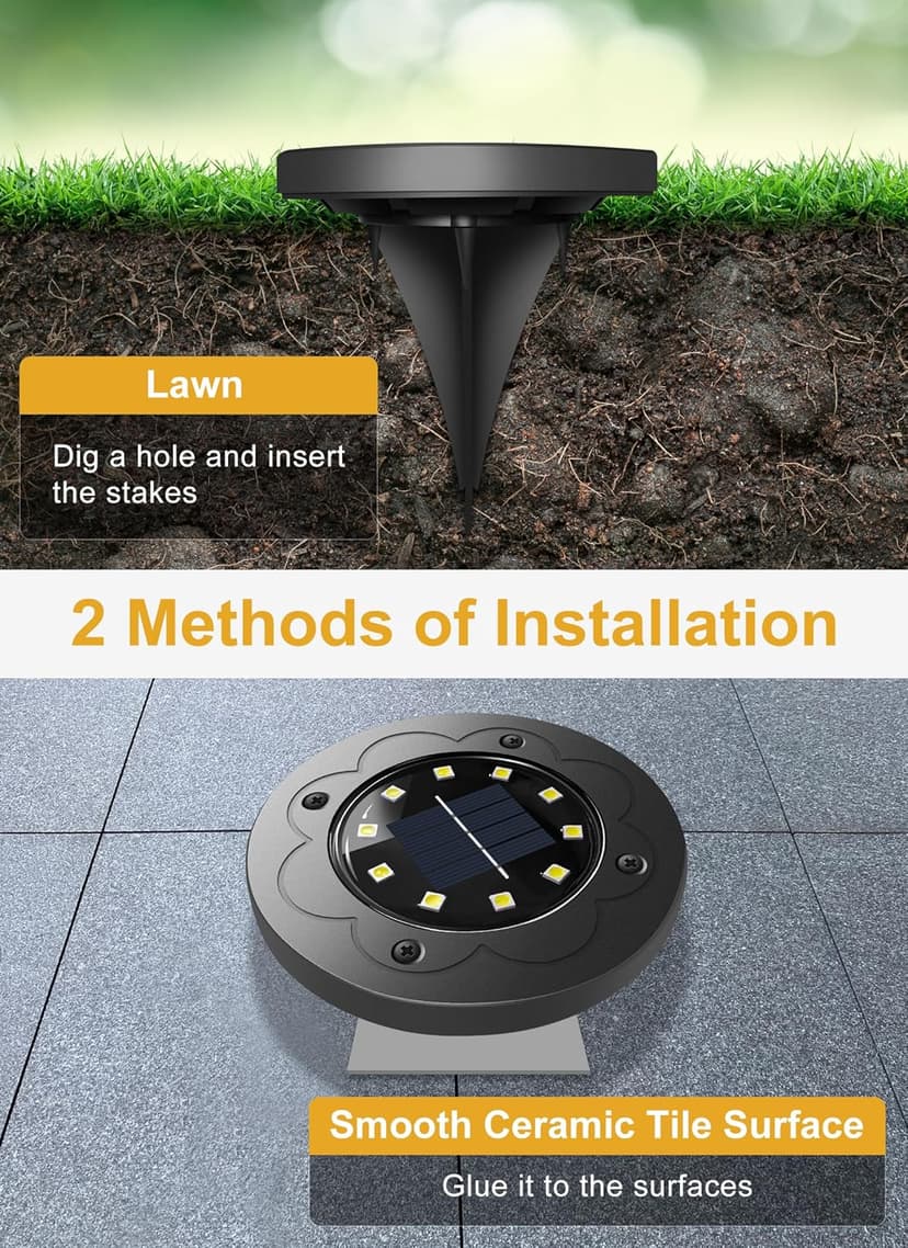 Brightown Solar Lights Outdoor Waterproof, 12 Packs LED In-Ground Lights Outdoor Solar Lights for Yard Patio Garden Lawn Deck Outside Pathway Walkway Sidewalk, White