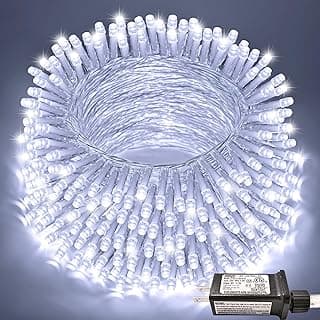 JMEXSUSS 66ft 200 LED White Christmas Lights Indoor Bedroom, Connectable White String Lights Outdoor Clear Wire, 8 Modes Twinkle String Lights Plug in for Room Tree Wedding Christmas Decoration