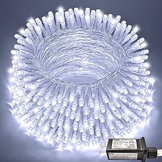 JMEXSUSS 66ft 200 LED White Christmas Lights Indoor Bedroom, Connectable White String Lights Outdoor Clear Wire, 8 Modes Twinkle String Lights Plug in for Room Tree Wedding Christmas Decoration