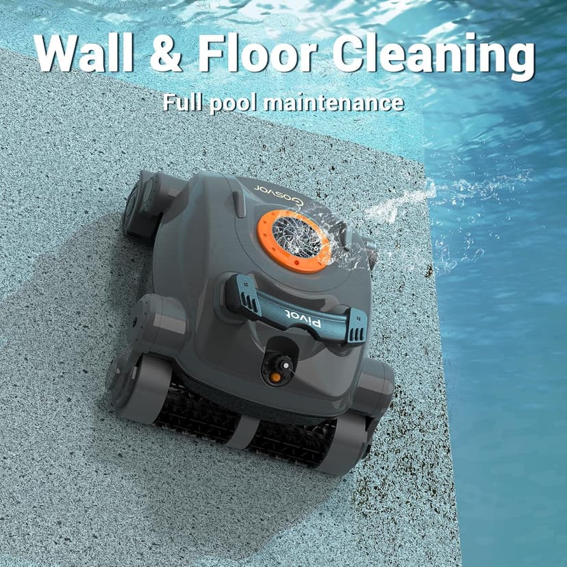 Pivot Cordless Robotic Cleaner,Wall Climbing,Extended Battery Life,Self-Parking,Automatic Pool Vacuum for Inground Pools up to 1,100 Sq.ft,Gray