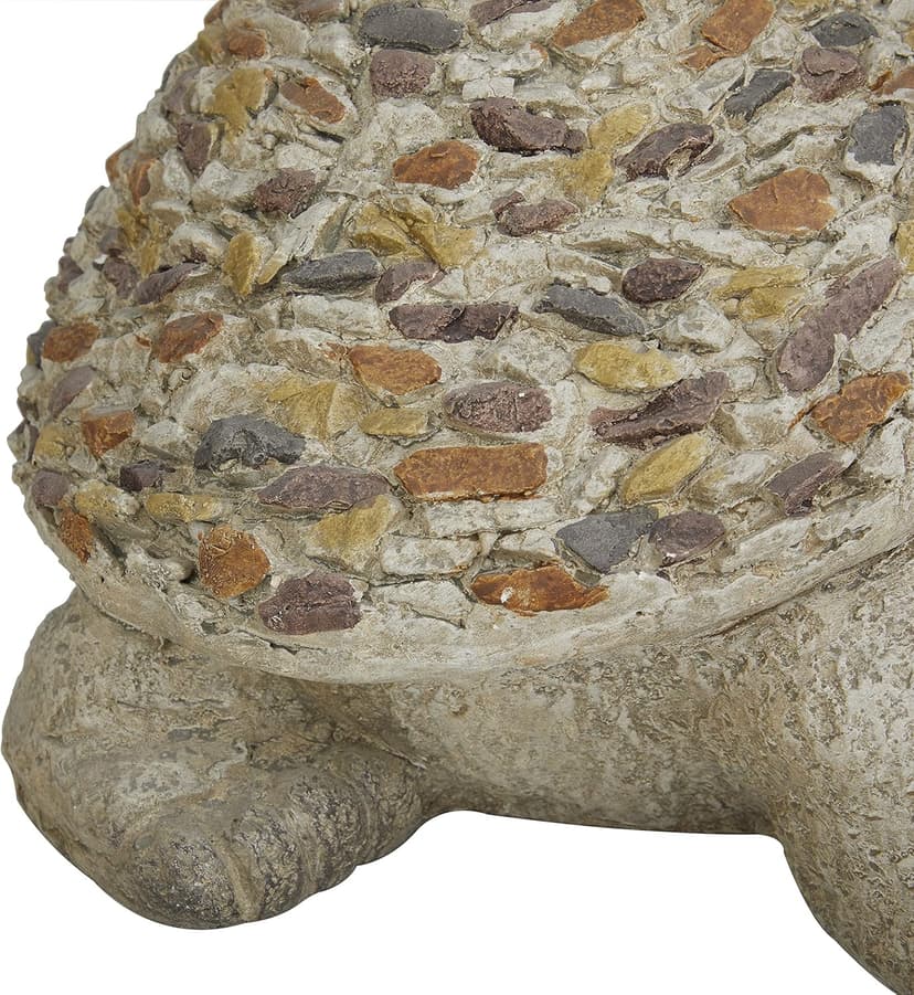 Deco 79 Polystone Turtle Decorative Garden Sculpture Indoor Outdoor Garden Statue with Stone Mosaic Design, Outdoor Sculpture 14" x 11" x 10", White