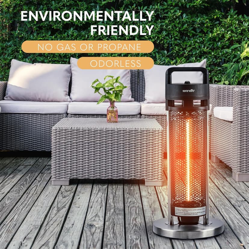 SereneLife Infrared Patio Heater, 900W Electric Heater with Remote, 360° Tip-Over Safety Switch, IP44 Approved, Indoor/Outdoor for Patio, Restaurant, Backyard, Garage, Decks