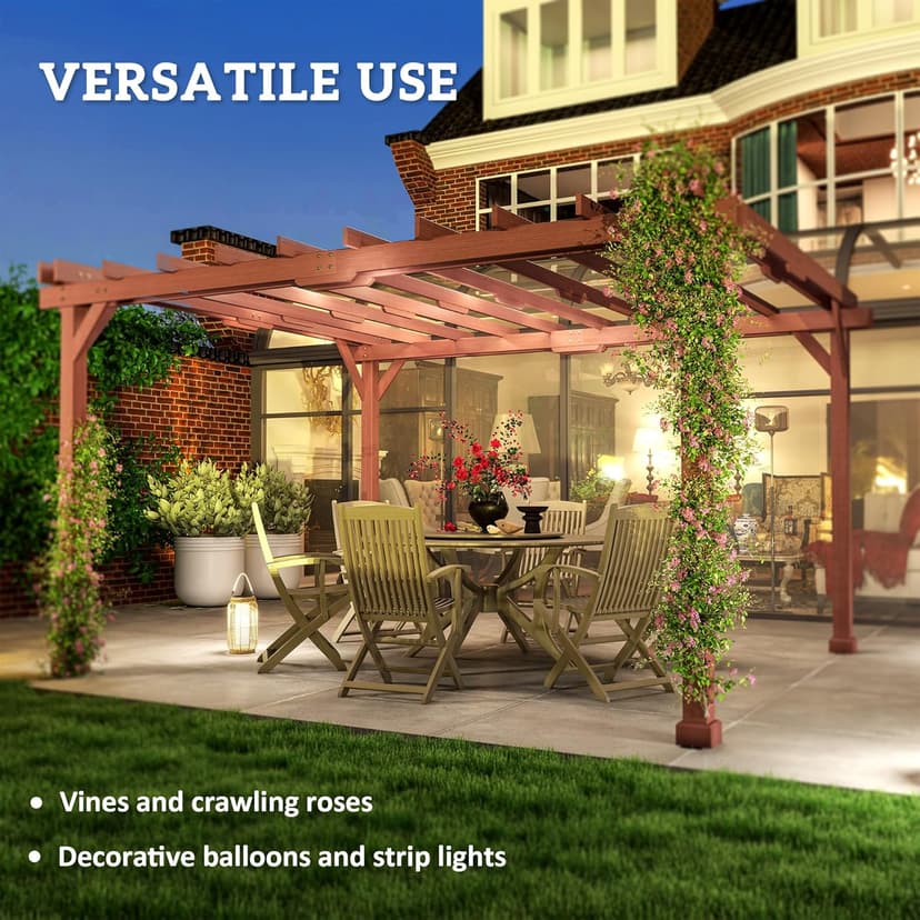 Outsunny 11' x 12.5' Outdoor Pergola, Wood Pergola Gazebo Grape Trellis with Stable Structure for Climbing Plant Support, Patio, Deck, Backyard, Lawn
