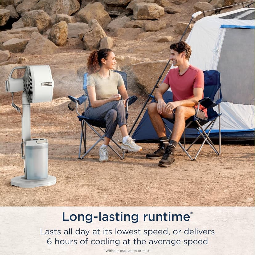 Shark FlexBreeze Pro Mist Fan — Indoor & Outdoor, Integrated Misting, Pedestal to Tabletop, Corded or Cordless, Up to 24-Hr Battery, Oscillating, White, FA302WH (2025 Release)