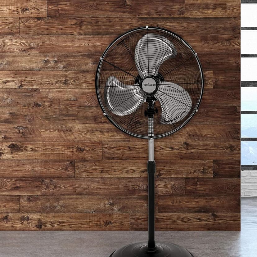 Hurricane Pro High-Velocity Oscillating Metal Stand Fan w/ 3-Speed Setting, 20" - Heavy-Duty Cooling Pedestal Unit w/ 4500 CFM, Adjustable Tilt & Height for Home, Garage, Gym & Workshop