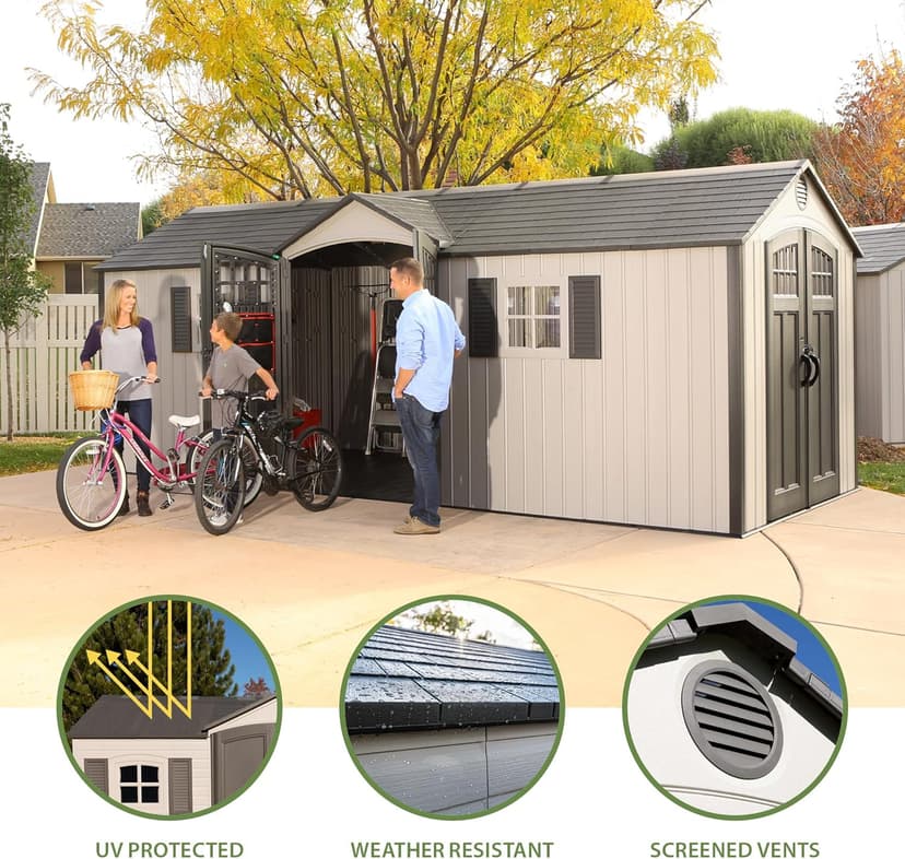 Lifetime 60127 20 x 8 Ft. Outdoor Storage Shed, Desert Sand