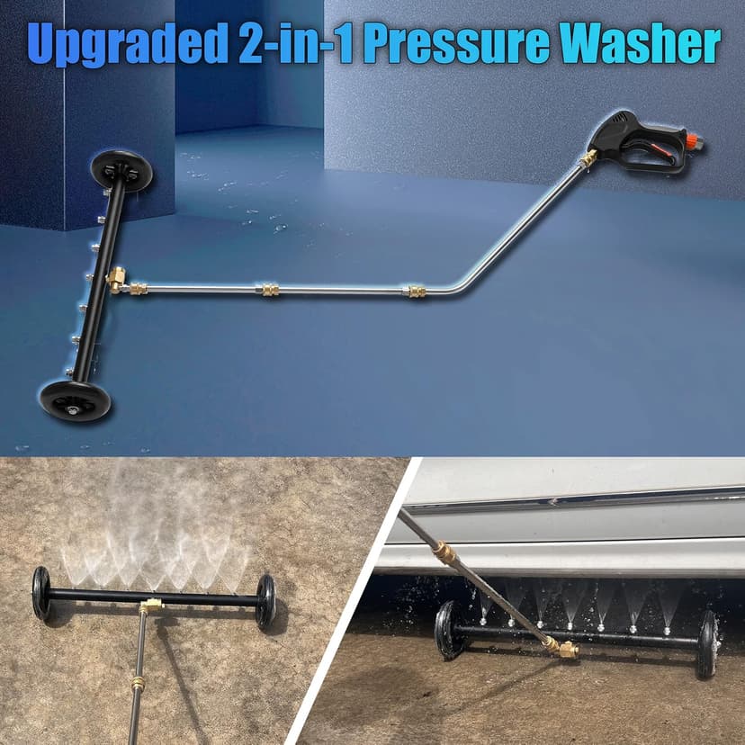 Tool Daily Dual-Function Undercarriage Cleaner, 24 Inch, Water Broom for Pressure Washer with 7 Nozzles, Under Car washer Attachment, 3 Pcs Extension Wand, 4000 PSI