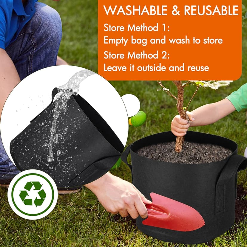 Gardzen 2-Pack 50 Gallon Grow Bags, Aeration Fabric Pots with Handles, Pot for Plants