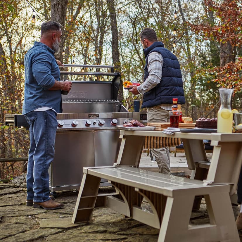 Monument Grills 6-Burner Convertible Natural Gas Smart bbq Grill Stainless Steel Denali 605 with Rotisserie Kit