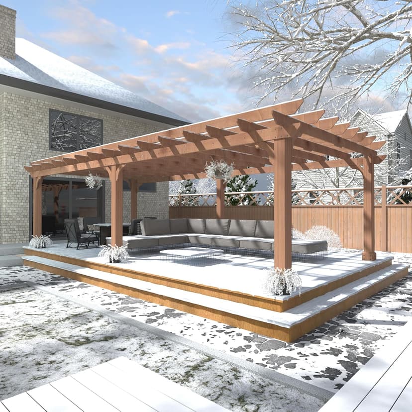 VEIKOU 12x20 FT Cedar Wood Pergola Kit with Snow Wind Support, Slatted for Patio, Backyard, Garden