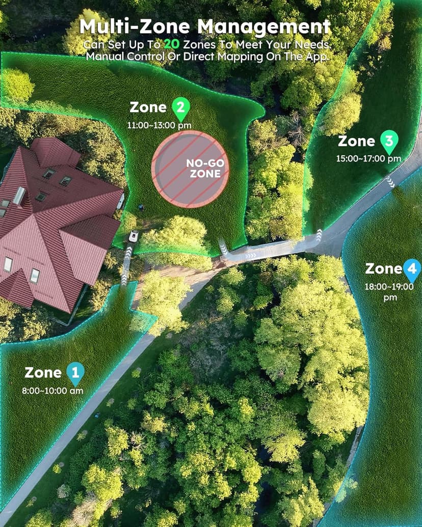 Robot Lawn Mower NO Wire - 0.22 Acre, Full Band RTK+4-Eye Vision Robotic Lawnmower, Automatic Mapping, 20 Multi-Zone Management, 3D Obstacle Avoidance, Intelligent Path Planning, ANTHBOT Genie600