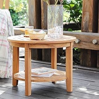 Cambridge Casual Arie Wood Patio Side Table, Plantation Teak, 24 Inch/Natural Teak