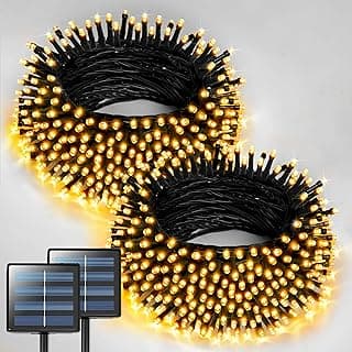 JMEXSUSS 2 Pack Solar String Lights Outdoor Waterproof - Total 400 LED 151FT Solar Lights Outdoor, 8 Modes Warm White Christmas Light for Outside Patio Yard Tree Garden Christmas Decorations